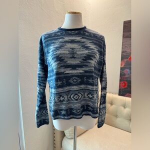 Polo RALPH LAUREN Womens Knit Sweater Blue Aztec Pattern size SP